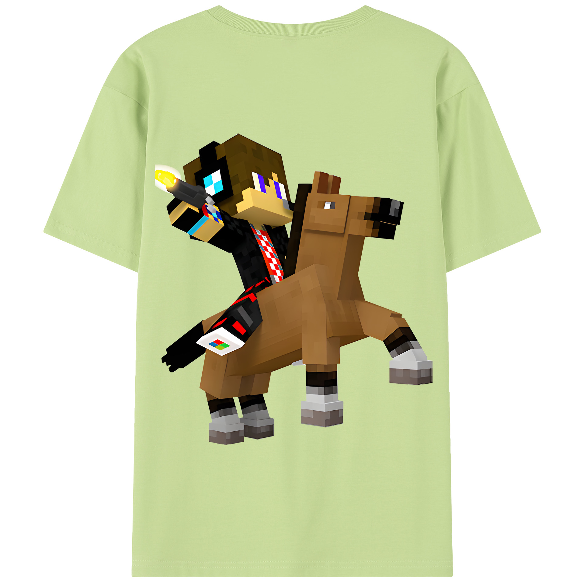 （画像用） マインクラフト ブロックの世界 Minecraft MC Block world 綿100％半袖Tシャツ（背面プリント）
